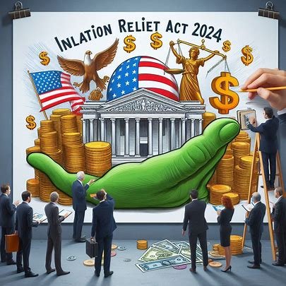 Graphic illustrating key elements of the Inflation Relief Act 2024, highlighting financial support and tax incentives