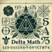 A classical-themed illustration of Delta Math, featuring dark green tones with mathematical symbols like integrals and geometric shapes artistically arranged in a vintage style."