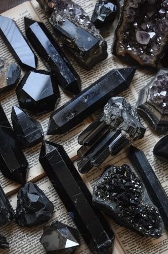 black crystals